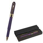 Ручка подарочная шариковая " Bruno Visconti " Monaco синяя 0,5мм, толщина письма 0,4мм, корпус- пластик, металл, покрытие soft touch, цвет корпуса виноградный, металлический наконечник, металлический клип, подарочная упаковка