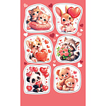 Наклейки " Мир открыток " 0-11 А6 Милые зверята, без отделки