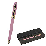 Ручка подарочная шариковая " Bruno Visconti " Monaco синяя 0,5мм, толщина письма 0,4мм, корпус- пластик, металл, покрытие soft touch, цвет корпуса розовый, металлический наконечник, металлический клип, подарочная упаковка