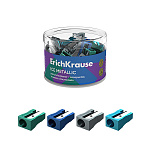 Точилка " Erich Krause " Легкая заточка, Ледяной металл (Easy Sharp, Ice Metallic), ассорти, пластиковая, одно отверстие, в тубусе