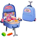 Набор кухонный " Cooking Senior Chef " в наборе: нож, вилка, ложка, лопатка, стакан, перечница, сковорода, кастрюля, тарелка - 2шт, капуста, морковь, сосиски, хлеб, яичница, подставка для стакана - 2шт, держатель для кухонных предметов, ремень для перенос