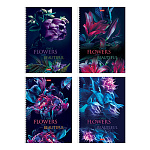 Тетрадь спираль А4 96л клетка " Hatber " Beautiful flowers, офсет, обложка - мелованный картон, перфорация, 4 дизайна в спайке