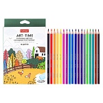 Карандаши цветные пластиковые Art-Time 18цв " Hatber " трехгранные, картонная упаковка, европодвес