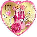 Бирка для букетов и подарков " Праздник " 065 Сердечко Тебе, Цветы, бабочки, коктейль, 96*96мм, фольга золотая