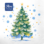 Салфетки Новогодние бумажные 3-слойные " Pero " Prestige В лесу 20шт, 100% целлюлоза, 33*33см