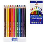 Карандаши цветные деревянные утолщенные Классика 12цв " Луч " трехгранные, с точилкой, картонная упаковка, европодвес