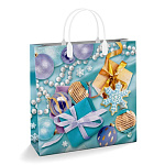 Пакет Новогодний ПЭ " Интерпак " с пластиковой ручкой МП, 30*30см 150мкм Волшебный день