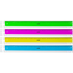 Линейка пластиковая 50см, прозрачная " deVente " ассорти, пакет, европодвес