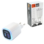 Блок питания сетевой " FaisON " C-100 Going белый, 3,0А, QC3.0, PD3.0, 20W, USB, Type-C, пластик (кабель в комплект не входит)