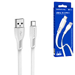 Кабель сетевой USB - Type-C " Borofone " BX85 белый, плоский, 1м, 3А, силикон