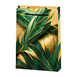 Пакет бумажный " Мир открыток " 13,5*18*6см Тропические листья, ламинированный