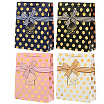 Пакет бумажный " Basir " 18*23*10см Бант горох, ассорти (без возможности выбора дизайна), ламинированный, тиснение фольгой