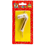 Свеча для торта цифра " Миленд " Шебби шик 7, золотая, 14*6,5*1см, картонный блистер, европодвес