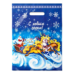 Пакет Новогодний ПЭ " Интерпак " с вырубной ручкой ПВД, 30*40см 30мкм Зимняя дорога