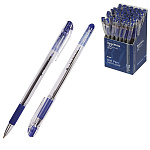 Ручка шариковая " Bruno Visconti " BasicWrite, синяя 0,5мм, толщина письма 0,4мм, цвет корпуса прозрачный, резиновый держатель, металлизированный наконечник, колпачок с клипом, сменный стержень, картонная упаковка