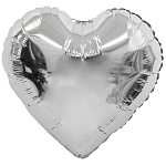 Шар фольгированный " Браво " 18"/46см Сердце Серебро