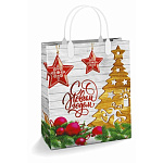 Пакет Новогодний ПЭ " Интерпак " с пластиковой ручкой МП, 23*27см 150мкм Шале