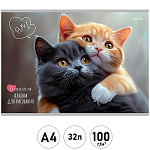 Альбом А4 32л " Проф-Пресс " Пара котиков- 2, на скобе, обложка- мелованная бумага, блок- офсет 100г/м2, 1 дизайн в коробке