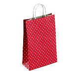 Пакет бумажный " ПЗБМ " 35*26*16см Горох на красном, крученые ручки