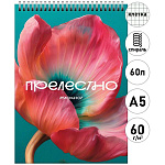 Блокнот А5 спираль сверху 60л " Эксмо " Цветение2, клетка, обложка - мелованный картон, блок- белый офсет 60г/м2
