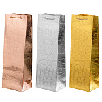 Пакет бумажный " Basir " 36*9*12см под бутылку, ассорти (без возможности выбора дизайна), ламинированный, голография