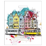 Пакет ПЭ " Миленд " с вырубной ручкой ПВД, 38*45см 50мкм Город