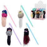 Ручка шариковая " Basir " Пушистик, синяя 0,5мм, толщина письма 0,25мм, цветной корпус, колпачок со съемным брелоком, ассорти, дисплей