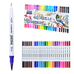 Набор аквамаркеров " Mazari " Aquarelle 24 цвета двусторонние, кистевидный/капиллярный наконечник, акварельные, ПВХ упаковка, европодвес