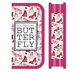 Пенал " Пчелка " ПО-901 2 отделения 105*190*35мм, Violet butterfly, тканевый торец, бархатное покрытие soft-touch