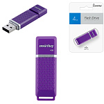 Флеш-диск " SmartBuy " 4GB Quartz фиолетовый USB 2.0