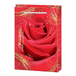 Пакет бумажный " Мир открыток " 13,5*18*6см Исполнения желаний, Красная роза, ламинированный