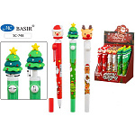 Шариковая ручка-гироскоп " Basir " Новогодняя синяя, 0,5мм, цветной корпус (ассорти), вращающийся прорезиненный наконечник корпуса, дисплей