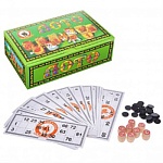 Игра настольная " Русский стиль " Лото, состав: 24 игровые карточки, деревянные бочонки - 90шт, 50 маркеров, инструкция, мешок, от 6лет, картонная упаковка 24*15*8см