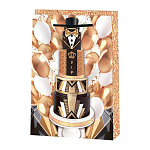 Пакет бумажный " Мир открыток " 18*22,7*10см Черно-золотой торт и золотые шары, ламинированный