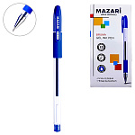 Ручка гелевая " Mazari " Bruma, синяя, 0,5мм, пулевидный пишущий узел, пластиковый корпус, резиновый держатель, сменный стержень 130мм, картонная упаковка