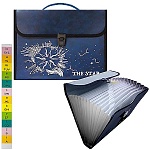 Портфель " KWELT " А4 13 отделений, цвет - ассорти, искусственная кожа, с ручкой, индексные ярлычки, прошивка по периметру