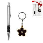 Набор подарочный " KWELT " 2в1 ручка шариковая автоматическая, синяя, брелок, пластиковая упаковка, европодвес