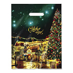 Пакет Новогодний ПЭ " Интерпак " с вырубной ручкой ПВД, 31*40см 60мкм Фиеста