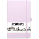 Блокнот для зарисовок " Sketchmarker " 13*21см 7БЦ на резинке 80л Фиолетовый пастельный, обложка - ПВХ, плотность 140г/м2, блок- слоновая кость, сшивка, ляссе, держатель для ручки