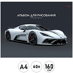 Альбом А4 40л " Проф-Пресс " Белый автомобиль-5, склейка, обложка- мелованный картон, блок- офсет 160г/м2, 1 дизайн в коробке