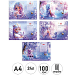 Альбом А4 24л спираль " Hatber " Лилу (ассорти), обложка - мелованный картон, ламинация soft-touch, блок- офсет 100г/м2, отрывные листы, 5 дизайнов в спайке