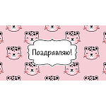 Конверт для денег " Миленд " 1-04 Поздравляю! Милый леопард, 164*85мм, текст