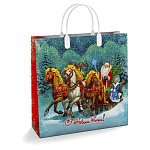 Пакет Новогодний ПЭ " Интерпак " с пластиковой ручкой МП, 30*30см 150мкм Везём подарки