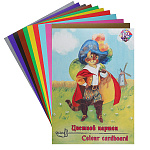 Картон цв. А4 12цв.,12л мелов. "КОТ В САПОГАХ" в папке