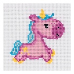 Набор для вышивания " Klart " 10,5*10см Единорожка, в наборе: канва, игла, нитки, цветная схема, инструкция