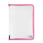 Папка " Пчелка " А4-01 (325*230*25мм) молния вокруг, бесцветная, розовая окантовка, пластик