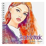 Скетчбук, белая бумага 120г/м2, 192*192, 60л, спираль, 7БЦ, без линовки, обложка - матовый ламинированный картон " Академия Групп " Рыжая бестия Sev