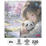 Альбом 220*220мм 20л жесткая подложка " Hatber " Нежные моменты, спираль, блок-офсет 220г/м2