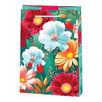 Пакет бумажный " Мир открыток " 18*22,7*10см Разноцветные цветы, ламинированный