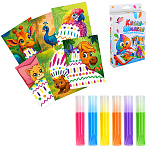 Раскраска " Луч " Капля-Шмакля, состав: карточки-раскраски 6шт, пальчиковые краски 6цв, шпатель, картонная упаковка, европодвес